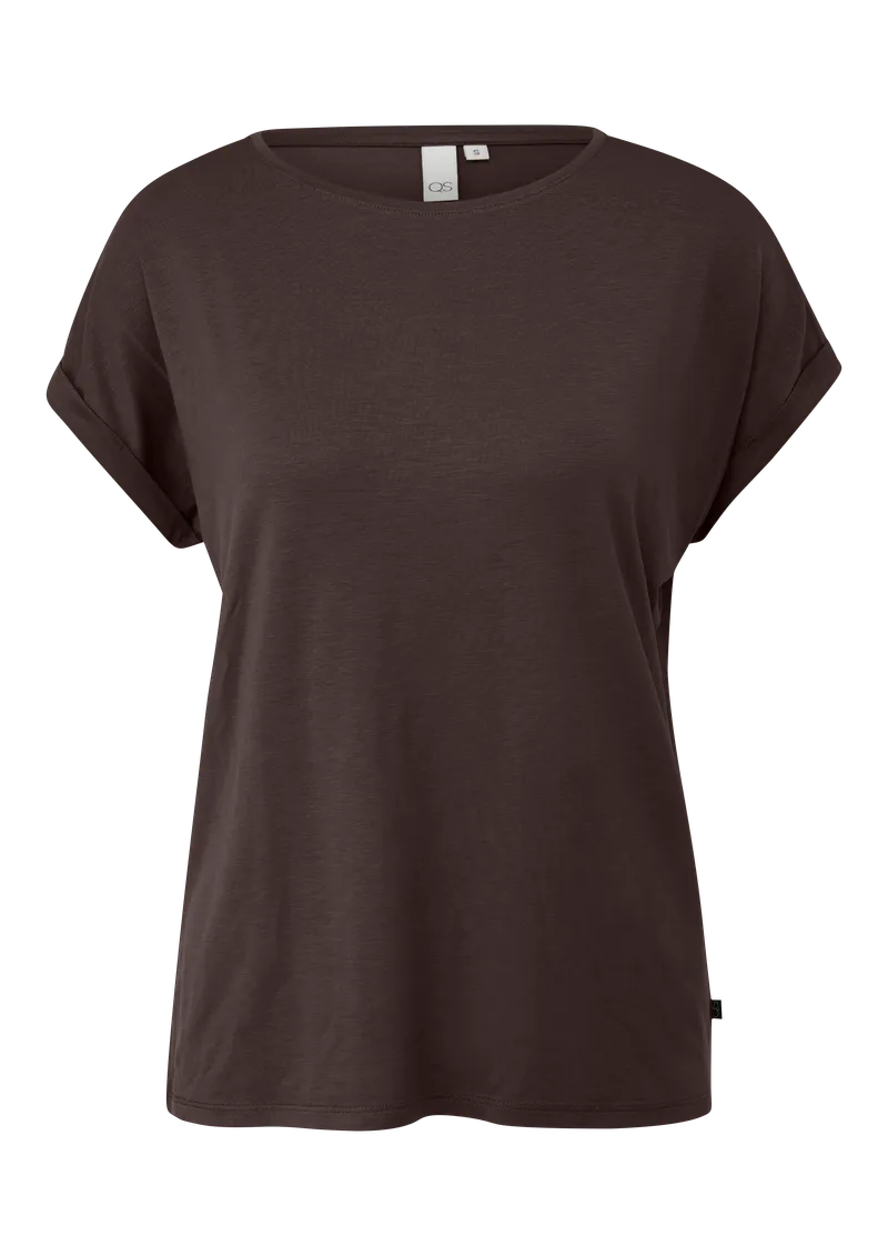 QS QS T-Shirt aus Lyocellmix, Braun, – Produktbild 1 von 3