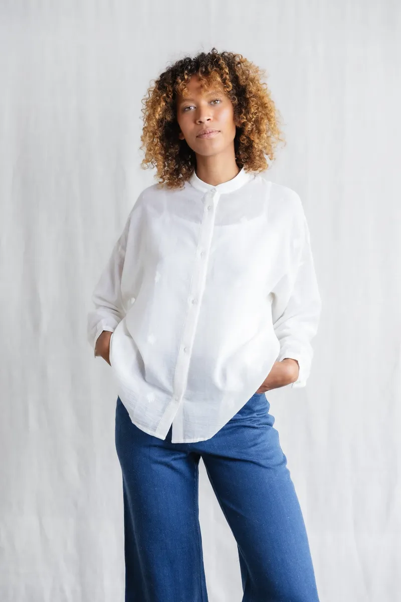 Jyoti - Fair Works Jyoti - Fair Works Damen vegan Bluse Hawali Bhuti Weiß, Weiß, – Produktbild 1 von 1