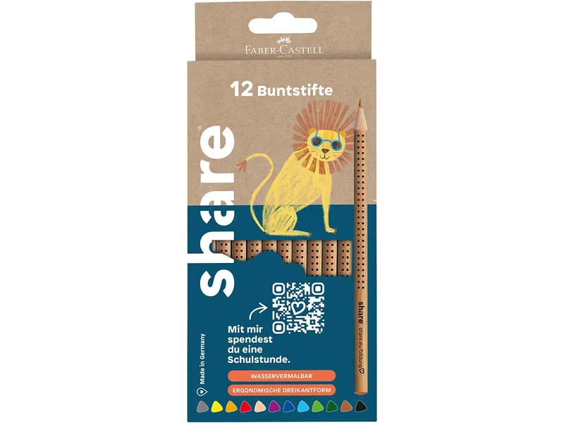 Share share Buntstift wasservermalbar, 12 Stück, farbig sortiert – Produktbild 2 von 3