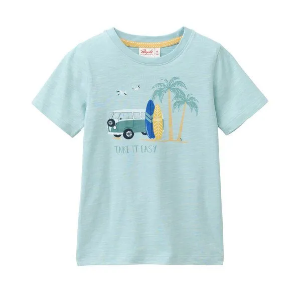 People Wear Organic People Wear Organic Kurzarm Shirt, grün, "Strandleben", Bio-Baumwolle – Produktbild 1 von 2