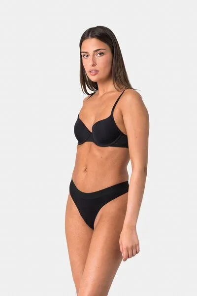 Elsie Elsie Unterhosen Damen 5er Pack String Tanga aus Baumwolle mit Stretch, 2x schwarz 2x beige 1x rosa, – Produktbild 4 von 4