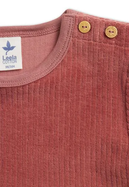 Leela Cotton Leela Cotton Kinder Langarmkleid aus Cordstoff 100% Bio Baumwolle für Mädchen Strickkleid mit Rundhalsausschnitt, Dunkel mauve, – Produktbild 4 von 5