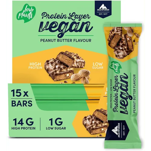 MULTIPOWER Vegan Protein Layer - 15x55g - Peanut Butter – Produktbild 1 von 1