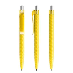 prodir prodir® Druckkugelschreiber QS01 PMT Push, blaue Mine, gelb/silber satiniert – Produktbild 1 von 1