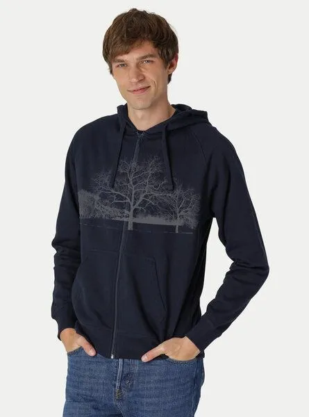 Peaces.bio - handbedruckte Biomode Peaces.bio - handbedruckte Biomode Zip-Hoodie Landscape Herren, Navy, – Produktbild 2 von 2