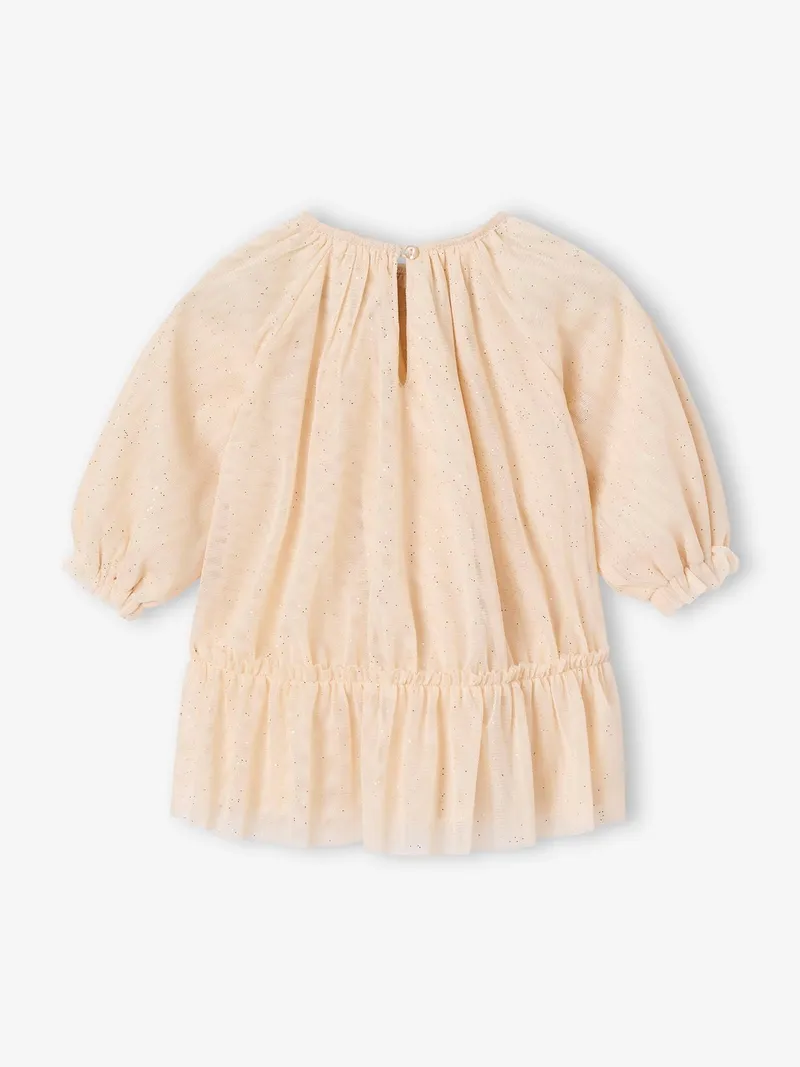Vertbaudet Baby Festkleid aus Glitzertüll, Gold, – Produktbild 2 von 4