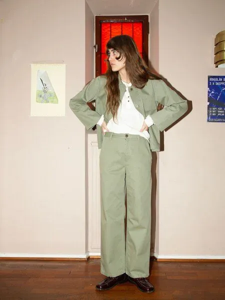 Nudie Jeans Nudie Jeans Wendy Herringbone Pants, Pale green (hellgrün), – Produktbild 1 von 4