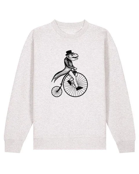 watapparel watapparel Sweatshirt Unisex T-Rex auf Fahrrad, Cool heather grey, – Produktbild 1 von 2