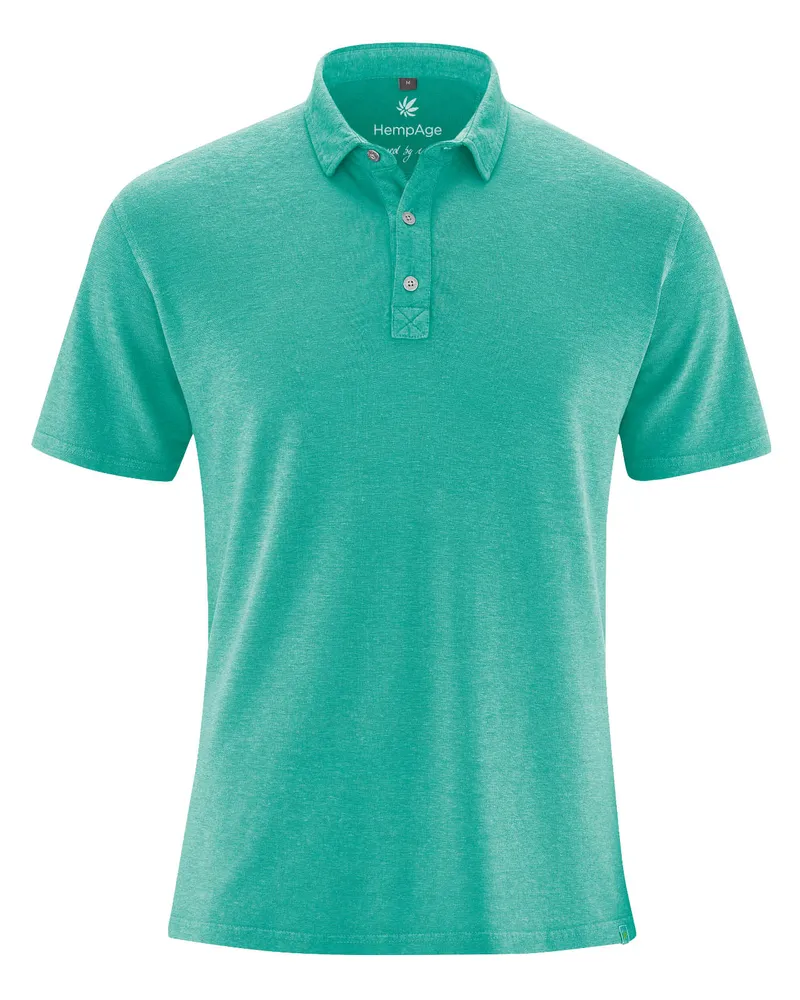 HempAge Hempage Herren vegan Sportliches Polohemd In Smaragdgrün, Grün, – Produktbild 1 von 2