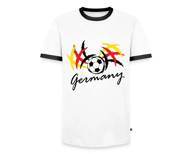Spreadshirt T-Shirt Germany Fußball Fanlook Trikot Männer Kontrast T-Shirt (1-tlg) Normaler Schnitt für optimale Passform, Schwarz|weiß, – Produktbild 1 von 5