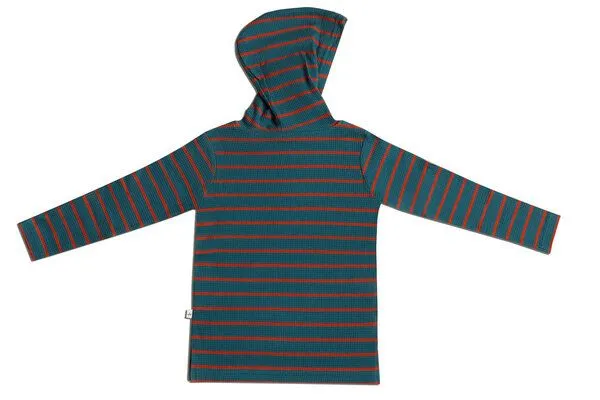 Leela Cotton Baby Kinder Kapuzenshirt Bio-Baumwolle Waffel Strick Langarmshirt 2058 Leela Cotton, Tanne/tabasco, – Produktbild 3 von 3