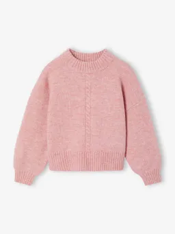 Vertbaudet Mädchen Pullover Boxy-Fit mit Zopfmuster vorn 42% Recycling-Polyester GRS-zertifiziert – Produktbild 1 von 1
