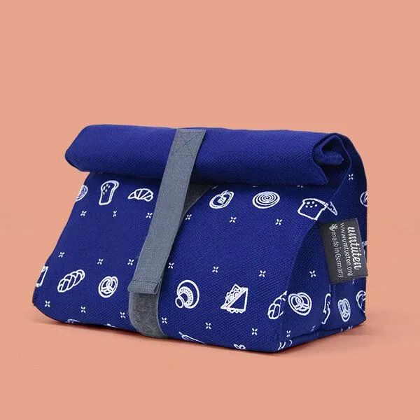 umtüten umtüten Beutel Set: Brotbeutel & Snack Beutel / Inlay plastikfrei / recycelte Bio Baumwolle, Blau, – Produktbild 2 von 3