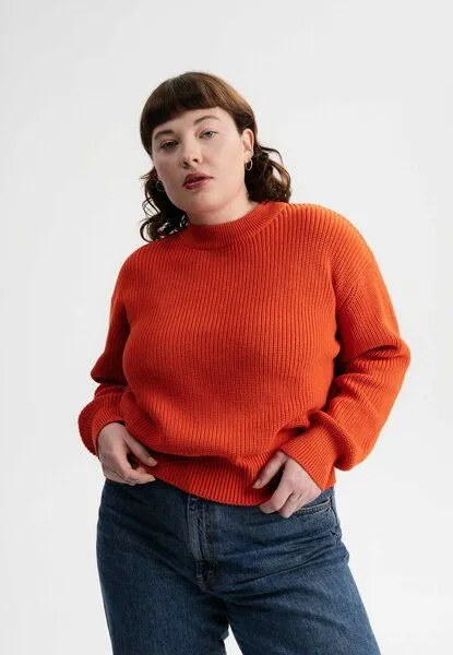 MELA Rippstrick Pullover MANIKA | von MELA | Fairtrade & GOTS zertifiziert, Orange brick, – Produktbild 1 von 4