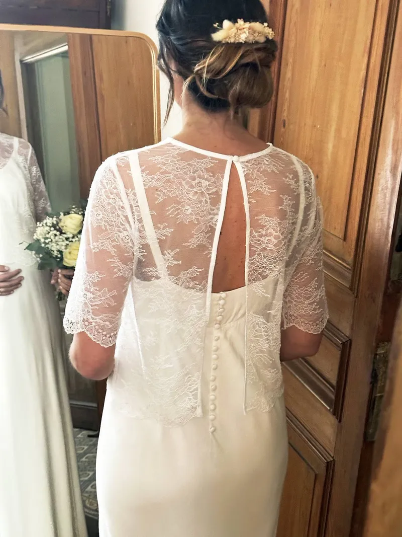 Envie De Fraise Umstands-Hochzeitskleid aus Crêpe ENVIE DE FRAISE, Wollweiß, – Produktbild 4 von 4