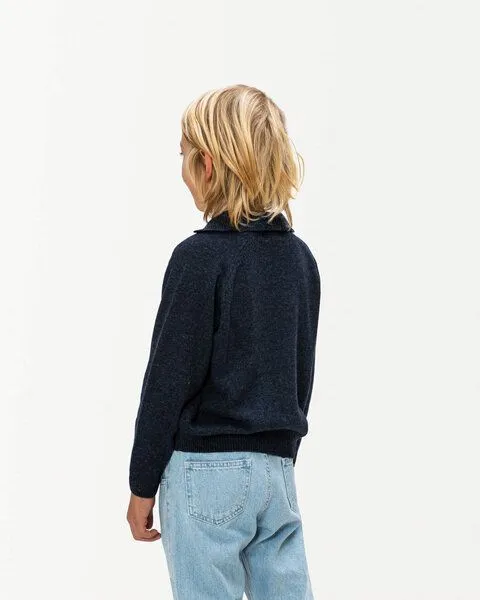 MATONA Matona Kuschliger Pullover aus recycelter wollmischung für Kinder / Collared Jumper, Navy, – Produktbild 2 von 4