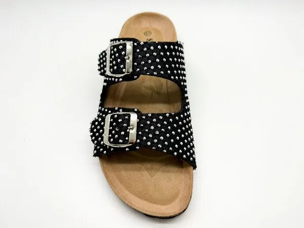 thies Vegane "thies ® Rec Sparkle Sandal" mit funkelnden Strasssteinen, Black strass (schwarz), – Produktbild 4 von 4