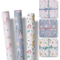 Fines Papeterie Fines Papeterie 3x 3m Geschenkpapier Set für Kinder * MÄRCHEN * SET 3 * mit Prinzessin, Meerjungfrau, Einhorn * 3 Rollen je 300x47 cm * – Produktbild 1 von 1