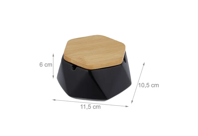 RELAXDAYS RELAXDAYS Aschenbecher 2x Aschenbecher mit Deckel, Braun|schwarz, – Produktbild 4 von 5