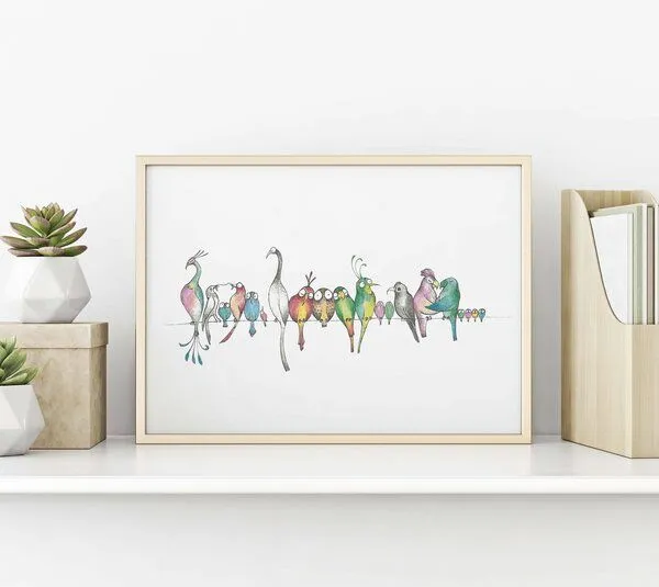 LIGARTI Kunstdruck »Vogelparade« von LIGARTI | A4, A3 oder A2 | Wandbild | Poster | Kunst – Produktbild 2 von 4