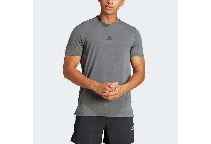 adidas Performance adidas Performance T-Shirt DESIGNED FOR TRAINING WORKOUT mit Rundhalsausschnitt, ohne Verschluss, sportlicher Stil, Grau, – Produktbild 2 von 5
