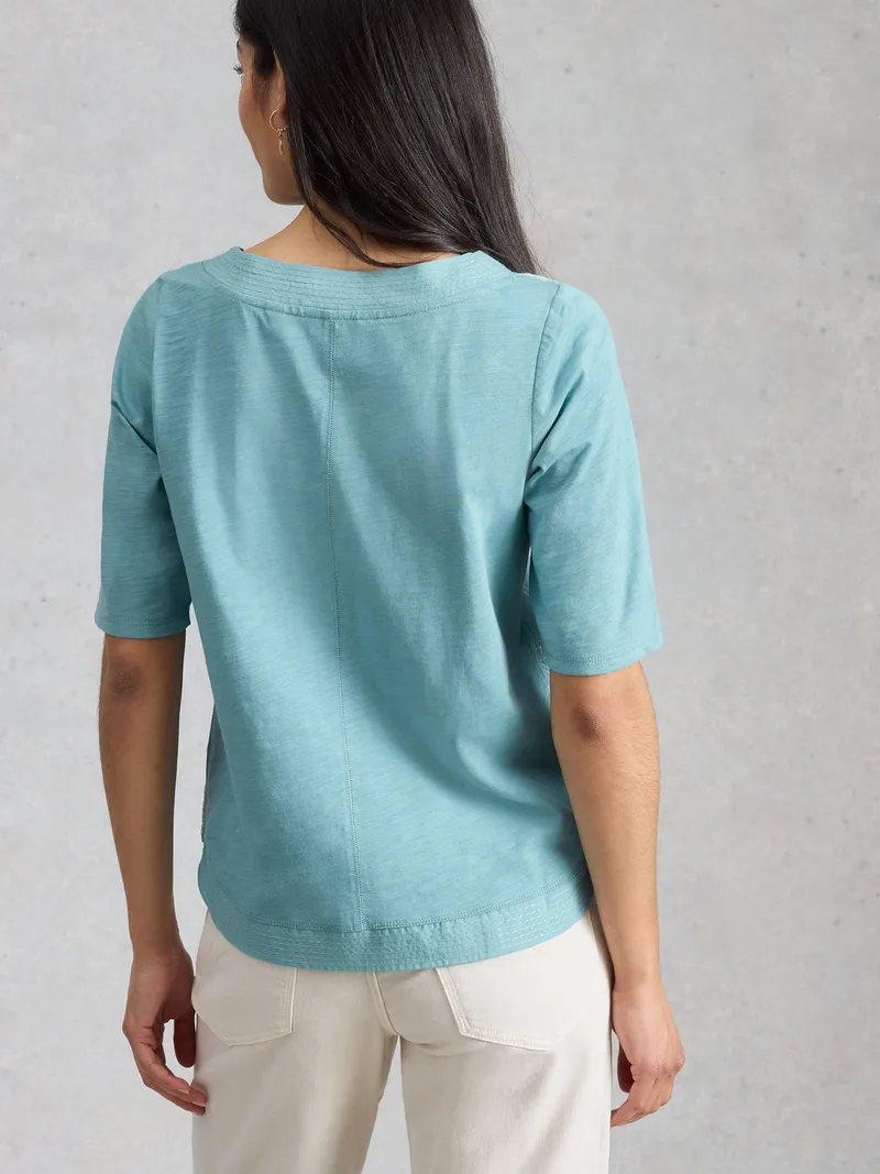 White Stuff Besticktes Top Weaver - 42, Blaugrün multi, – Produktbild 4 von 4