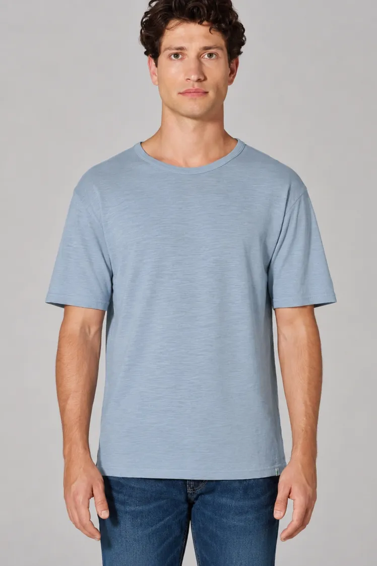 HempAge Hempage Herren vegan T-Shirt Aus Slub Jersey Rauchblau, Blau, – Produktbild 2 von 2