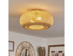 hofstein Deckenleuchte »Decollatura« Deckenlampe aus Metall/Bambus in Goldfarben/Natur, ohne Leuchtmittel, Leuchte im Boho Design mit Lichteffekt, ø40cm, 1xE27 – Produktbild 1 von 1