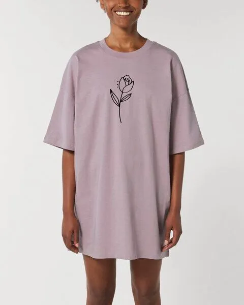 Human Family Human Family Bio Damen oversize T-Shirt-Kleid "Flower", Lila, – Produktbild 1 von 3