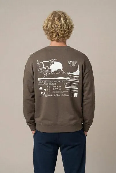 THE FACE OF ELEMENTS The Face of Elements Mount Fuji Ultra Trail - Relaxed Fit Sweatshirt aus 100% Bio-Baumwolle, Mocha (braun), – Produktbild 2 von 3