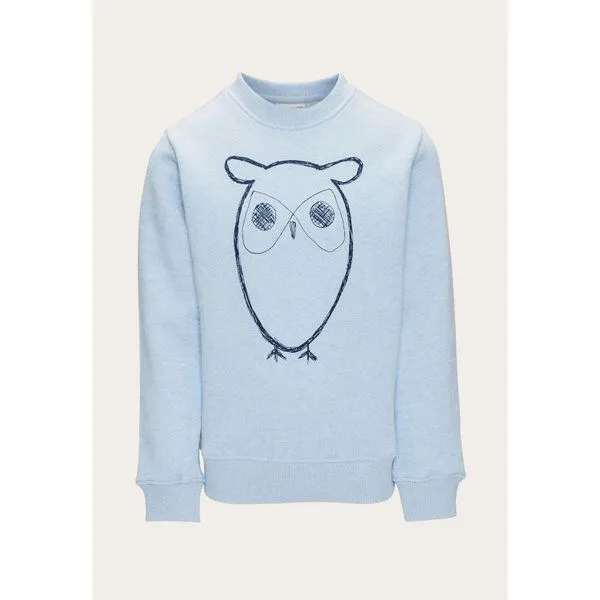 KnowledgeCotton Apparel KnowledgeCotton Apparel KnowledgeCotton Kinder Sweatshirt Owl reine Bio-Baumwolle, Blau (sky way melange), – Produktbild 2 von 2