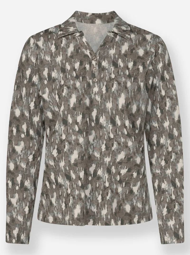 Witt Poloshirt taupe-graphit-bedruckt, Taupe-graphit-bedruckt, – Produktbild 1 von 2
