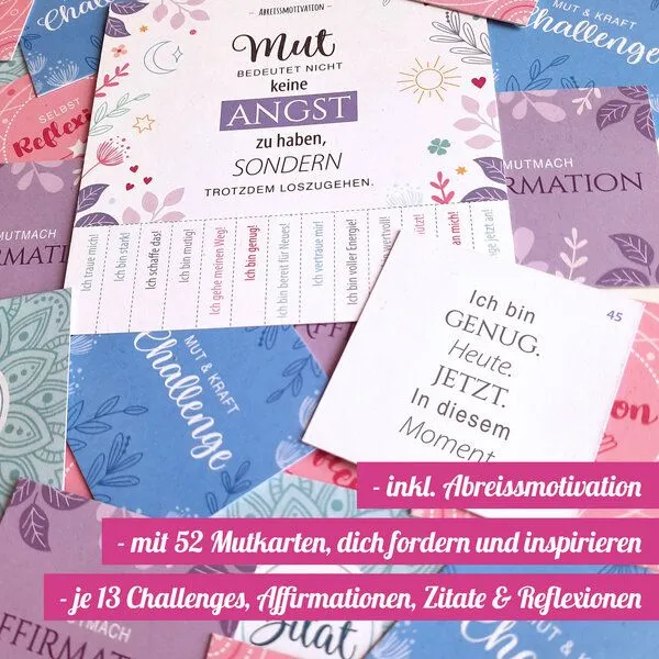 Ideenverlag Hamburg Ideenverlag Hamburg Gedankenglas „Mut“ mit 52 Mutkarten & Holzdeckel für Frauen – Produktbild 3 von 4