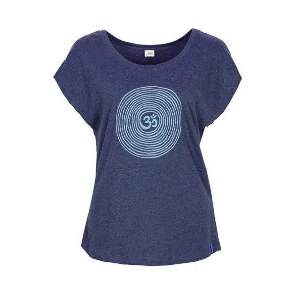 Jaya Jaya OM - Damen - loose cut T-Shirt aus 100% Biobaumwolle, Darkblue melange/blau, – Produktbild 3 von 3