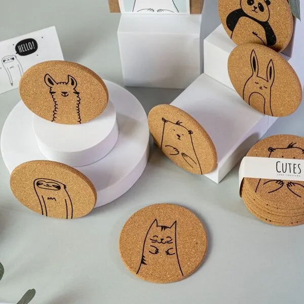 PepMelon Cutes - Niedliche Tiere Korkuntersetzer für Gläser, Weihnachtsgeschenk – Produktbild 3 von 3