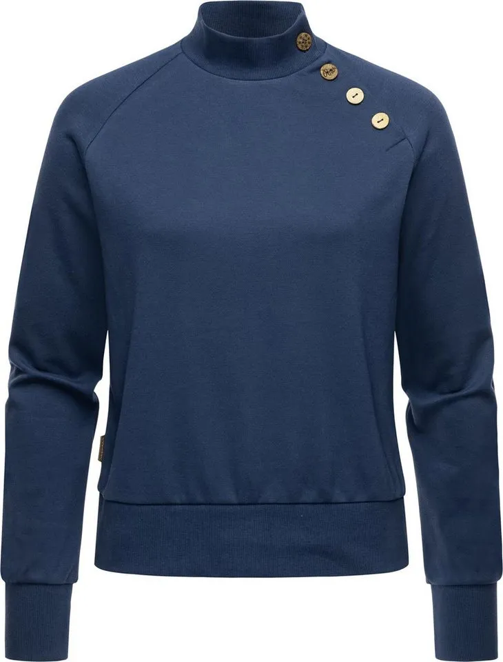 ragwear ragwear Sweatshirt Majjorka Solid Damen Langarmshirt mit Rippbündchen und Zierknöpfen, Blau, – Produktbild 2 von 2