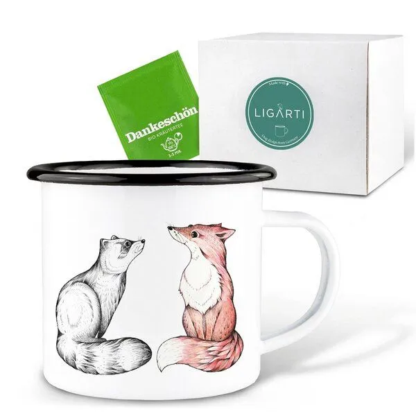LIGARTI Emaille Tasse – Natalie & Peter – LIGARTI Tiermanufaktur – Produktbild 3 von 4