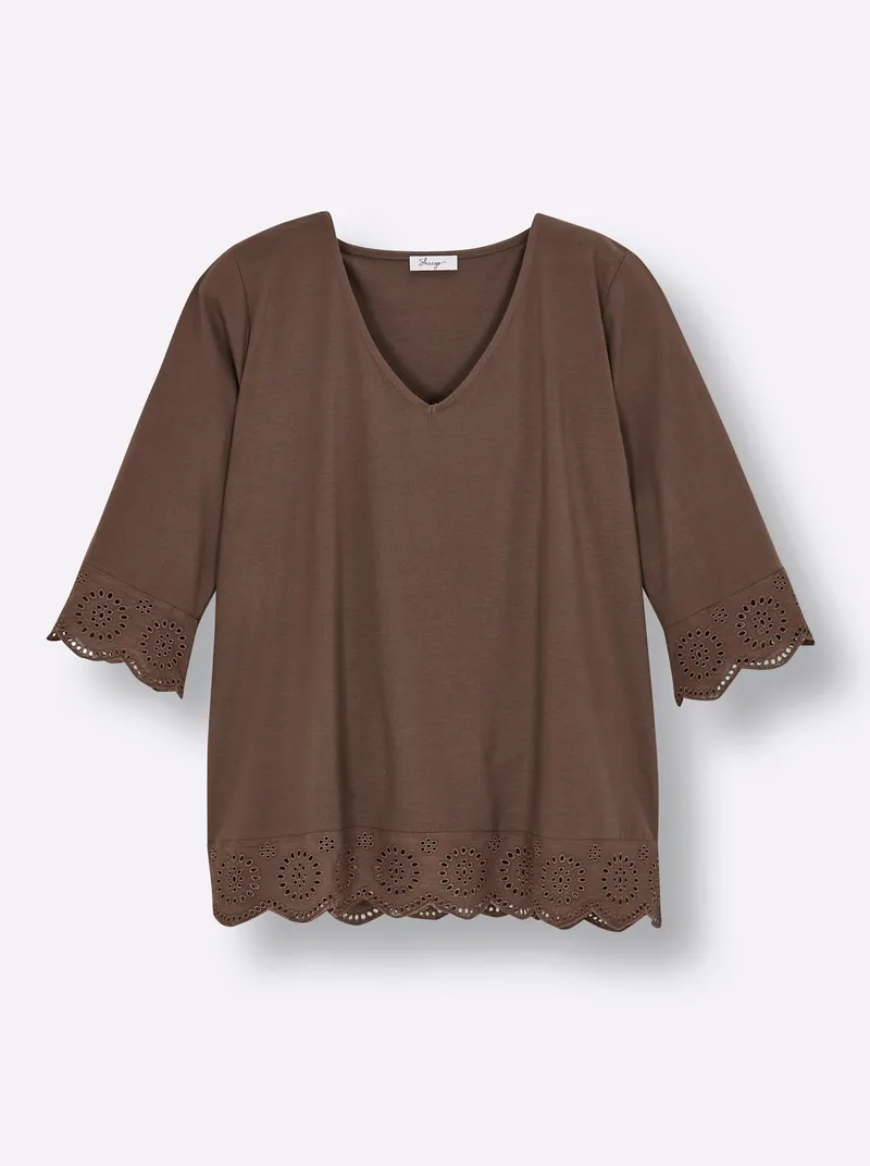 sheego V-Shirt schoko, Schoko, – Produktbild 2 von 2