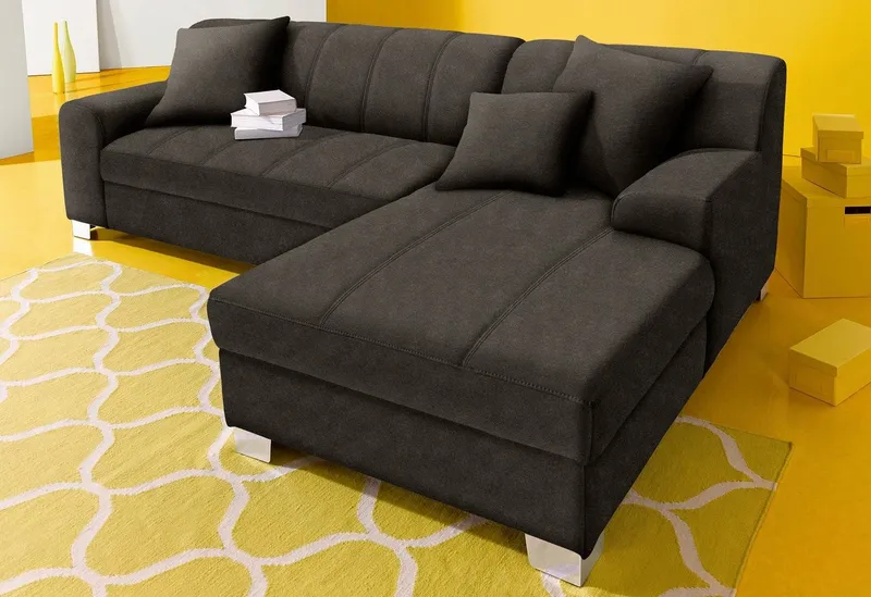 DOMO collection Ecksofa TURAH 239x152 cm, inkl. Zierkissen, moderne Steppung, mit Bettfunktion, Schlafsofa, Unser Dauertiefpreis, Grau, – Produktbild 1 von 8