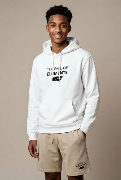 THE FACE OF ELEMENTS The Face of Elements Peak - Regular Fit Hoodie aus 100% Bio-Baumwolle, Off white (weiß), – Produktbild 2 von 4