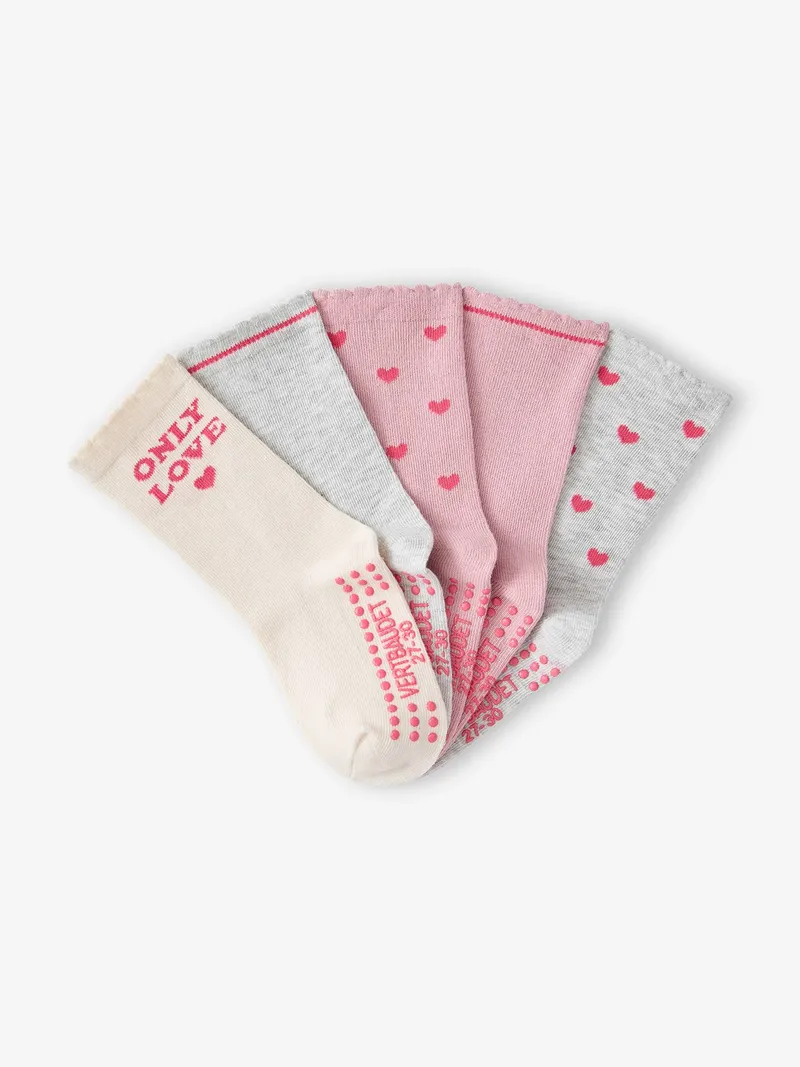 Vertbaudet 5er-Pack Stoppersocken mit Herzen Mädchen hell, Hellrosa, – Produktbild 2 von 2