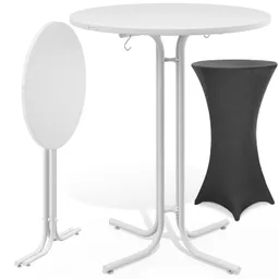 Casaria® Stehtisch Weiß 110x70cm + Stehtischhusse Grau Ø70cm – Produktbild 1 von 1