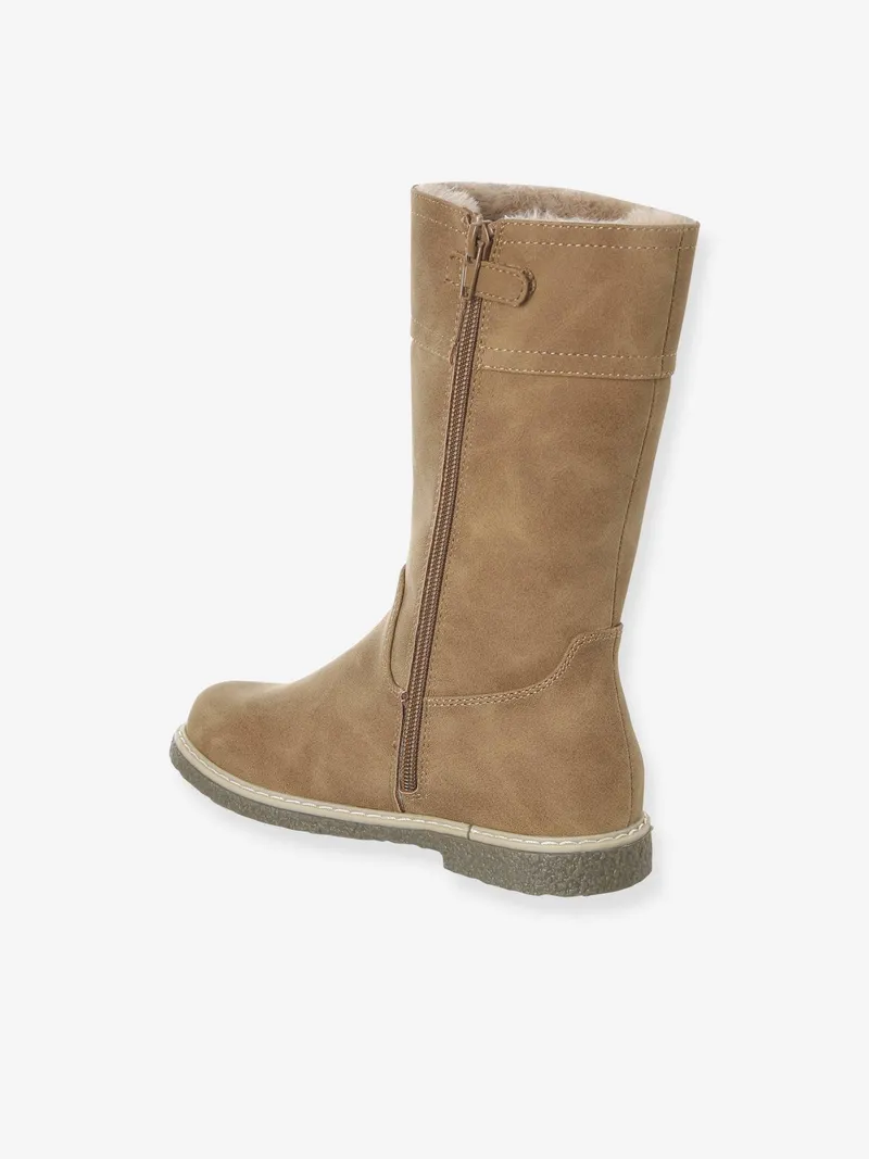Vertbaudet Gefütterte Stiefel mit Reißverschluss und Zierborte für Mädchen camel, Camel, – Produktbild 3 von 4