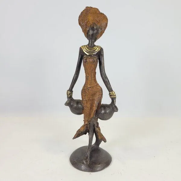 Moogoo Creative Africa Moogoo Creative Africa Bronze-Skulptur "Frau mit zwei Amphoren" by Soré | verschiedene Farben und Größen, Brown, – Produktbild 1 von 4