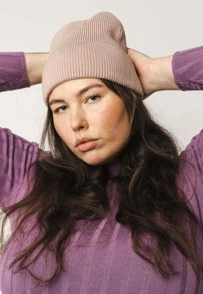 MELA MELA Rippstrick Mütze Style KALI aus 100% Bio-Baumwolle, Rose, – Produktbild 3 von 4