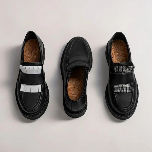 AGAZI AGAZI DIANE - 3 in 1 apple leather loafers (vegan, plant-based), Black, – Produktbild 1 von 3