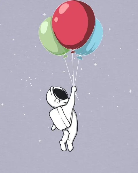 watapparel watapparel T-Shirt Frauen Little Balloon Astronaut, Lavender, – Produktbild 2 von 3