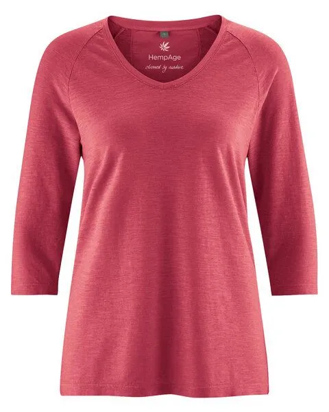 HempAge HempAge Raglanshirt mit 3/4-Arm Hanf/Biobaumwolle, Barolo (rot), – Produktbild 1 von 4
