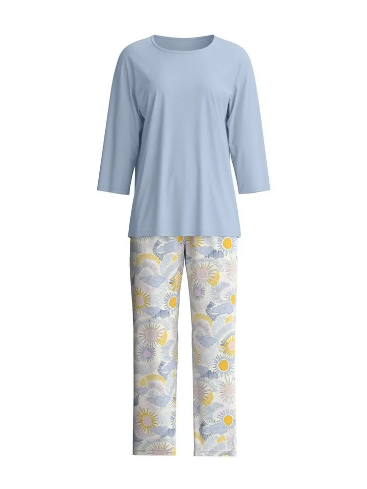CALIDA CALIDA Capri-Pyjama EDITION 85 Damen (2 tlg) 7/8-Länge, weich und angenehm bewegungsfreundlich, Blau, – Produktbild 2 von 5