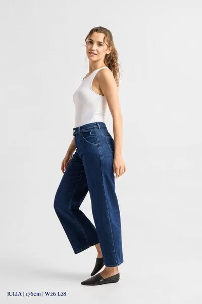DAWN Damen Jeans BLINK High Waist Wide DAWN Bio-Baumwolle, Dark blue, – Produktbild 5 von 6